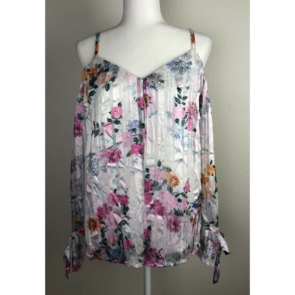 INC International Concepts‎ Women's Printed Cold-Shoulder Top (M, Shower Flower)